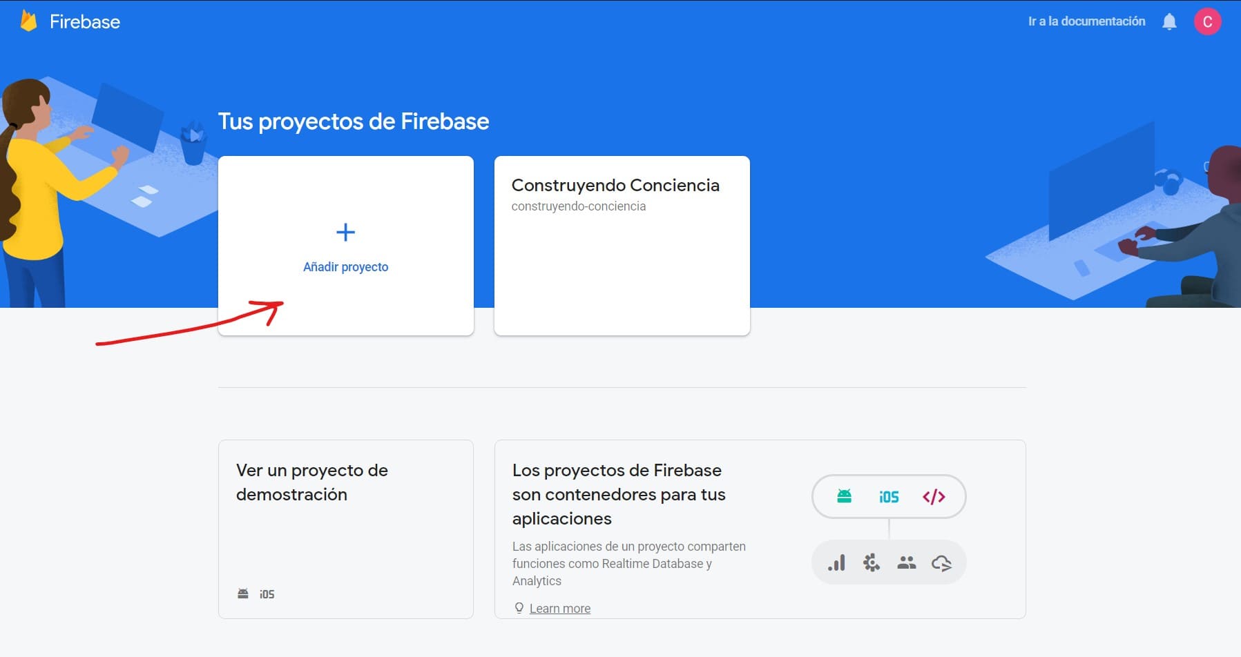 Crear proyecto en la consola de Firebase