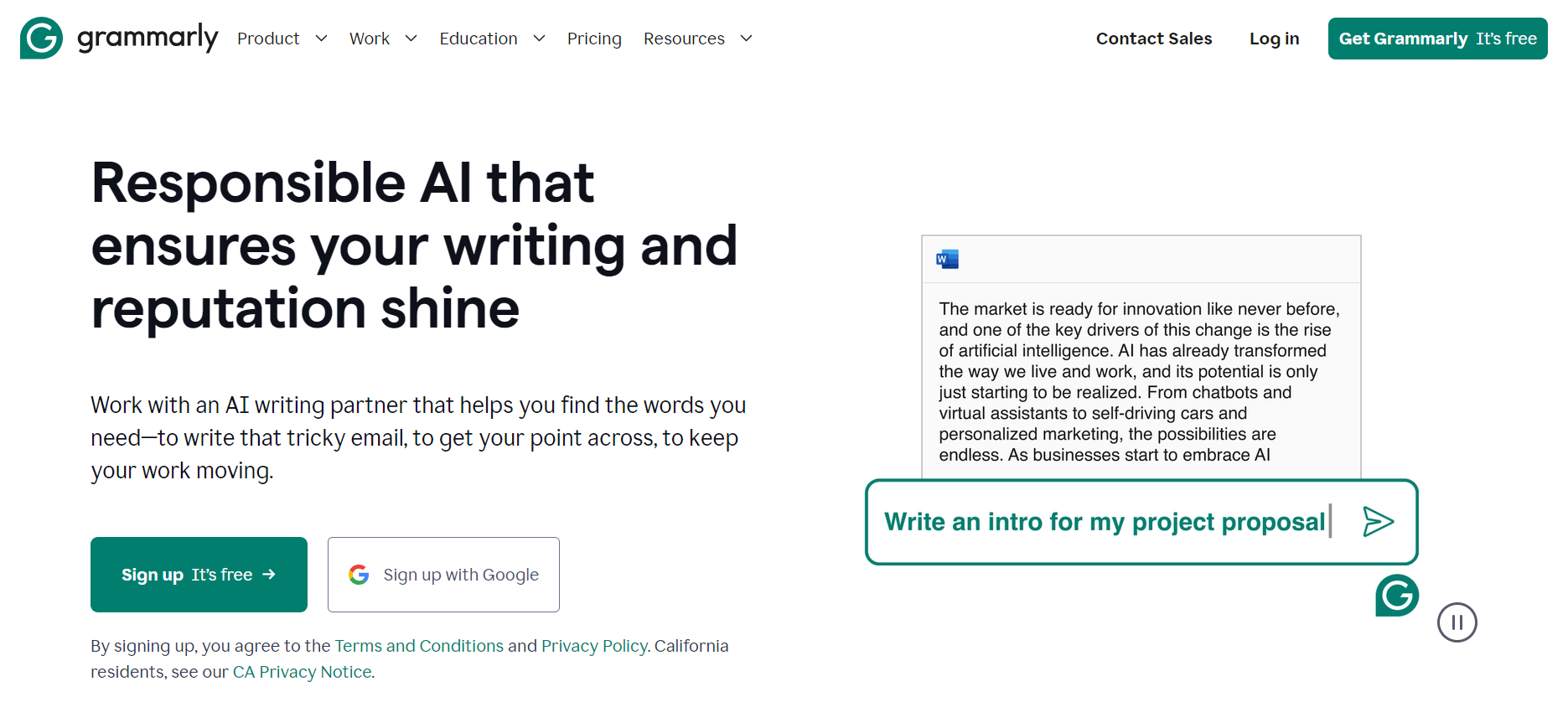 Grammarly web interface