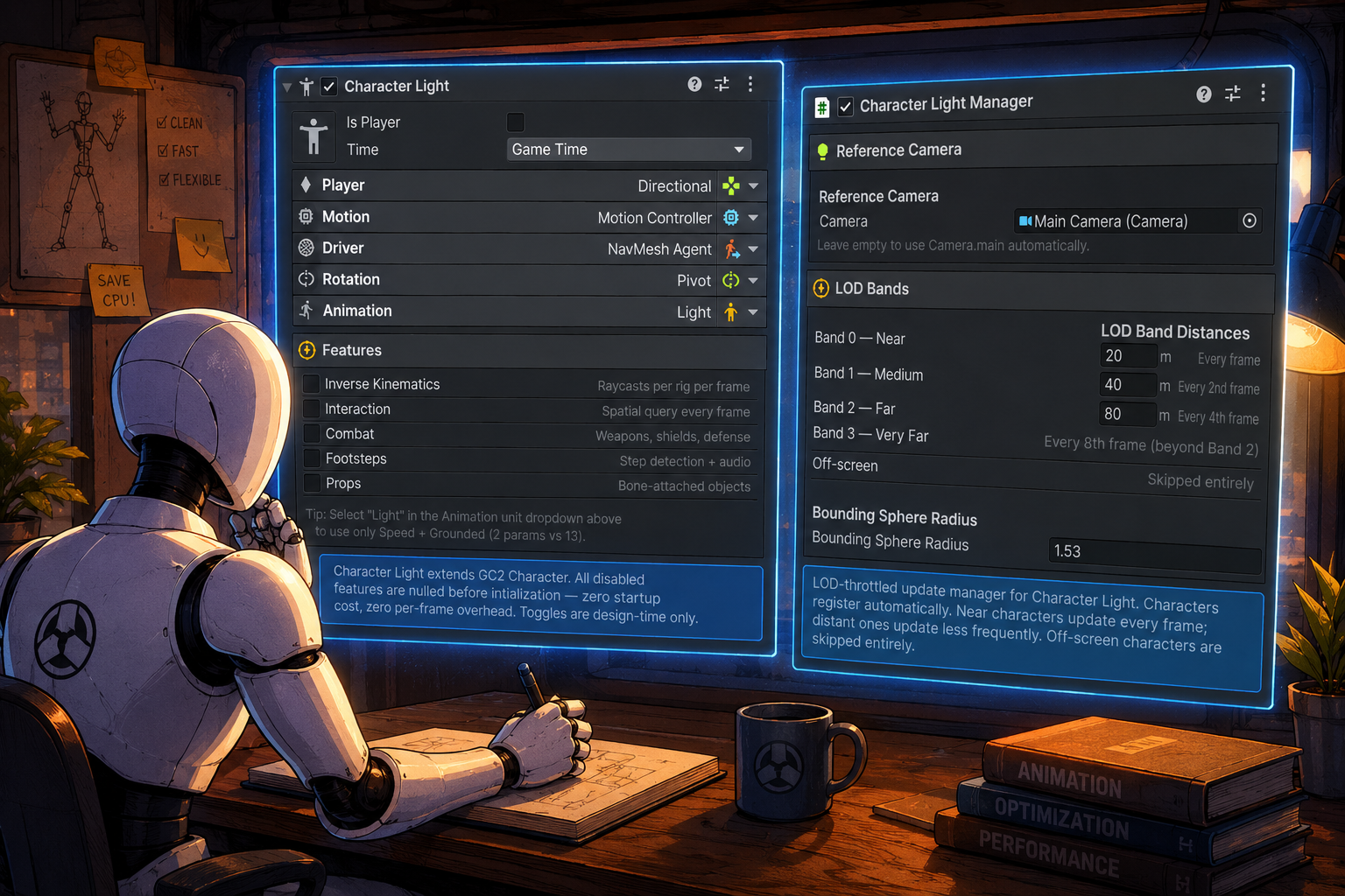 GC2 Light Character crowd of animated Game Creator 2 NPCs running in a Unity scene