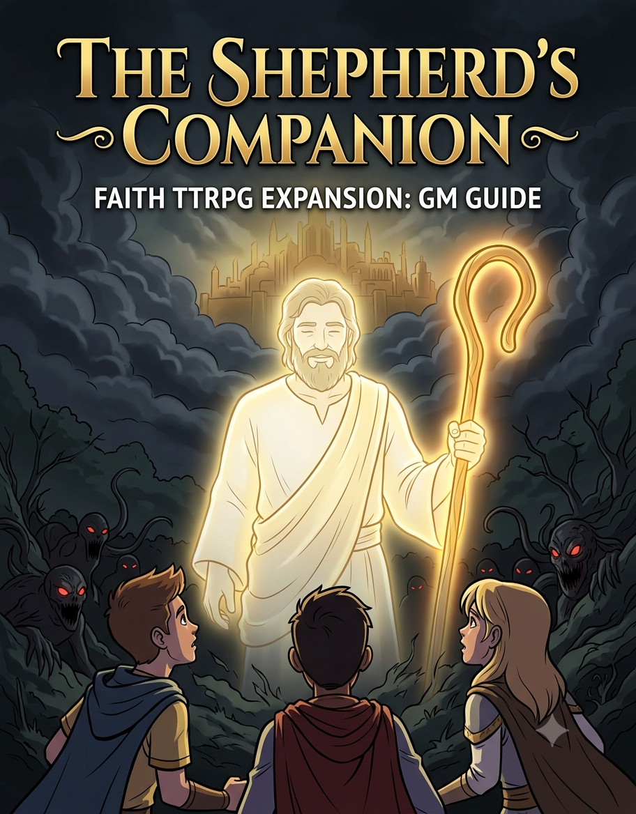 Cover of Faith: The Shepherd's Companion, the game master guide for the Faith tabletop RPG