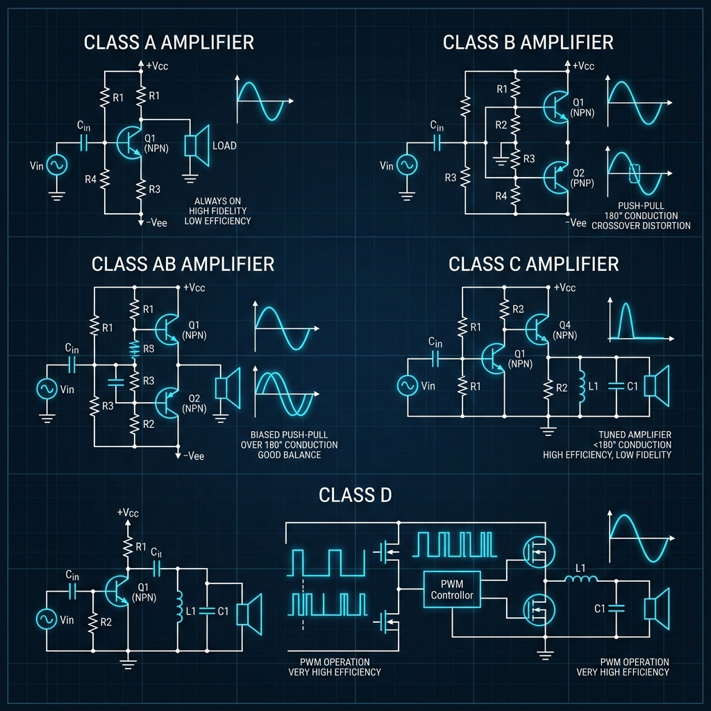 The Alphabet of Audio: Understanding Amplifier Classes (A, B, AB, C, and D)