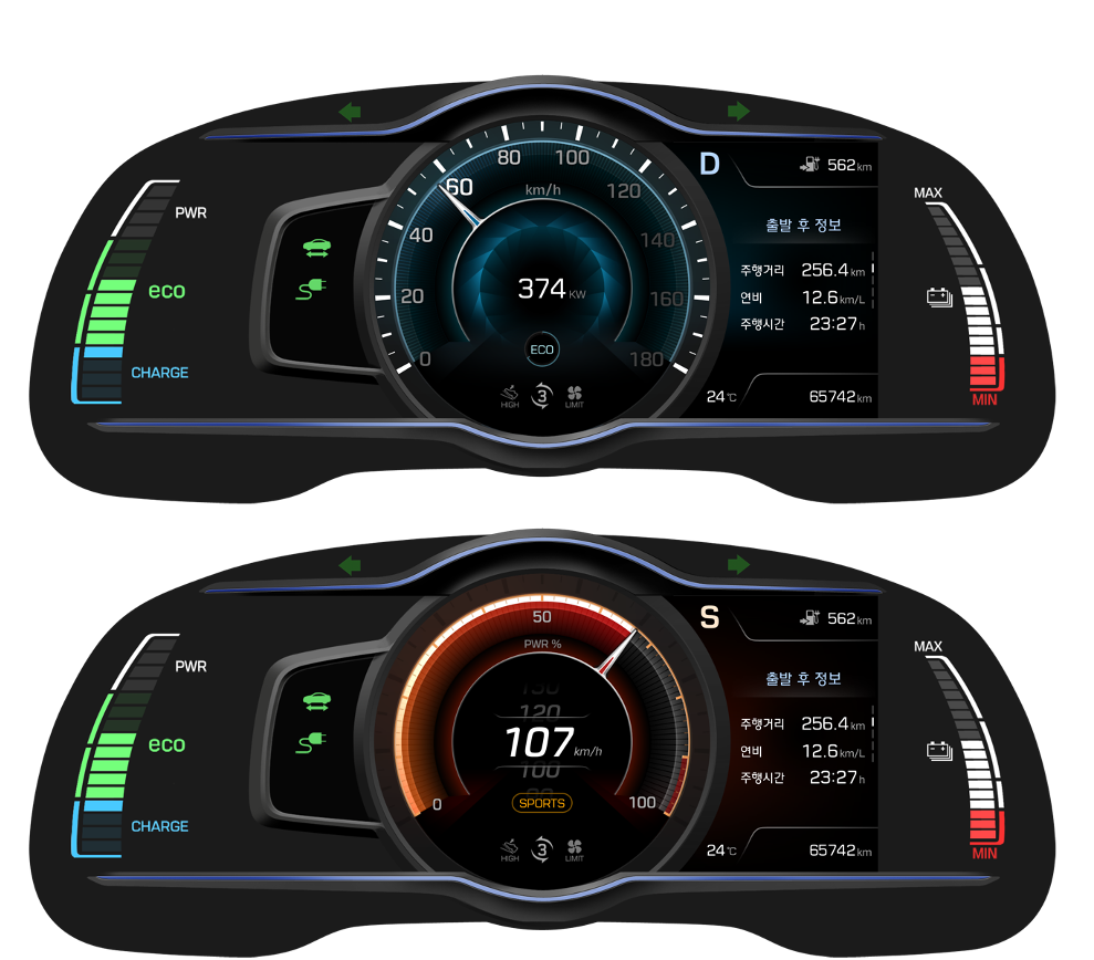 현대 환경차 클러스터 GUI 개발 (AE EV/HEV 7inch - 아이오닉) gallery image 2