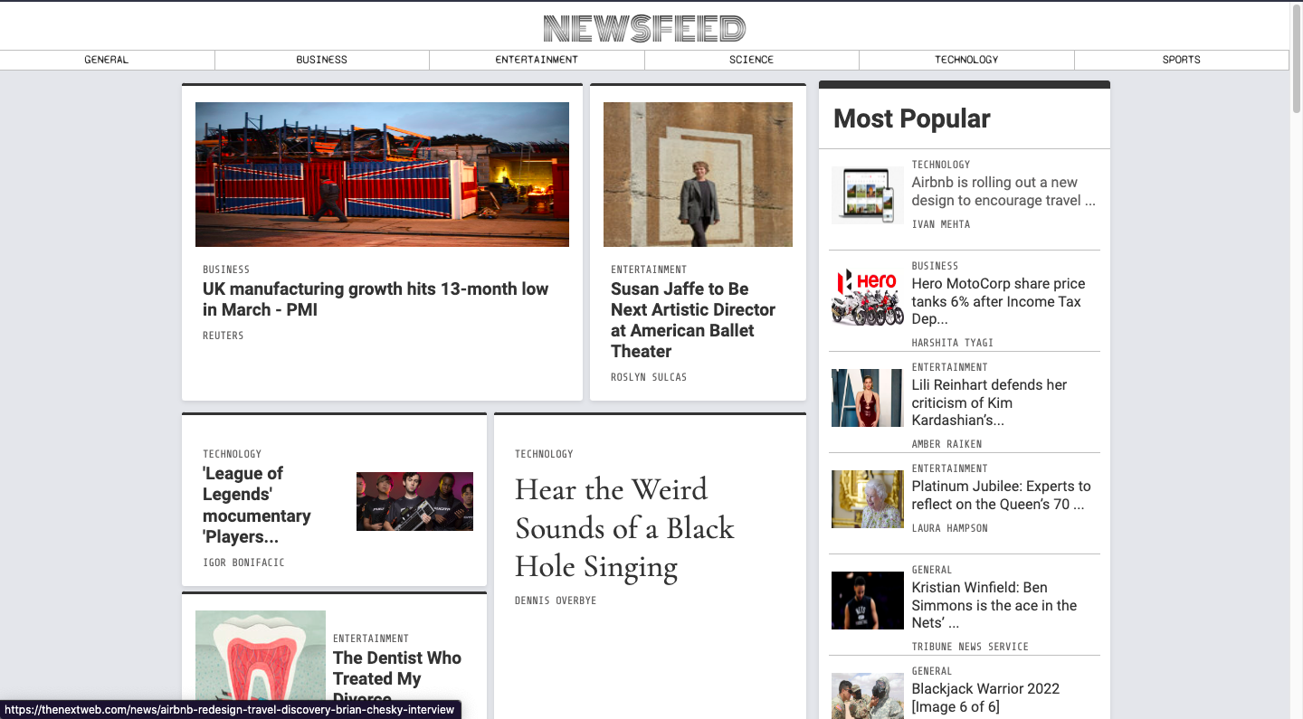 NewsFeed project preview