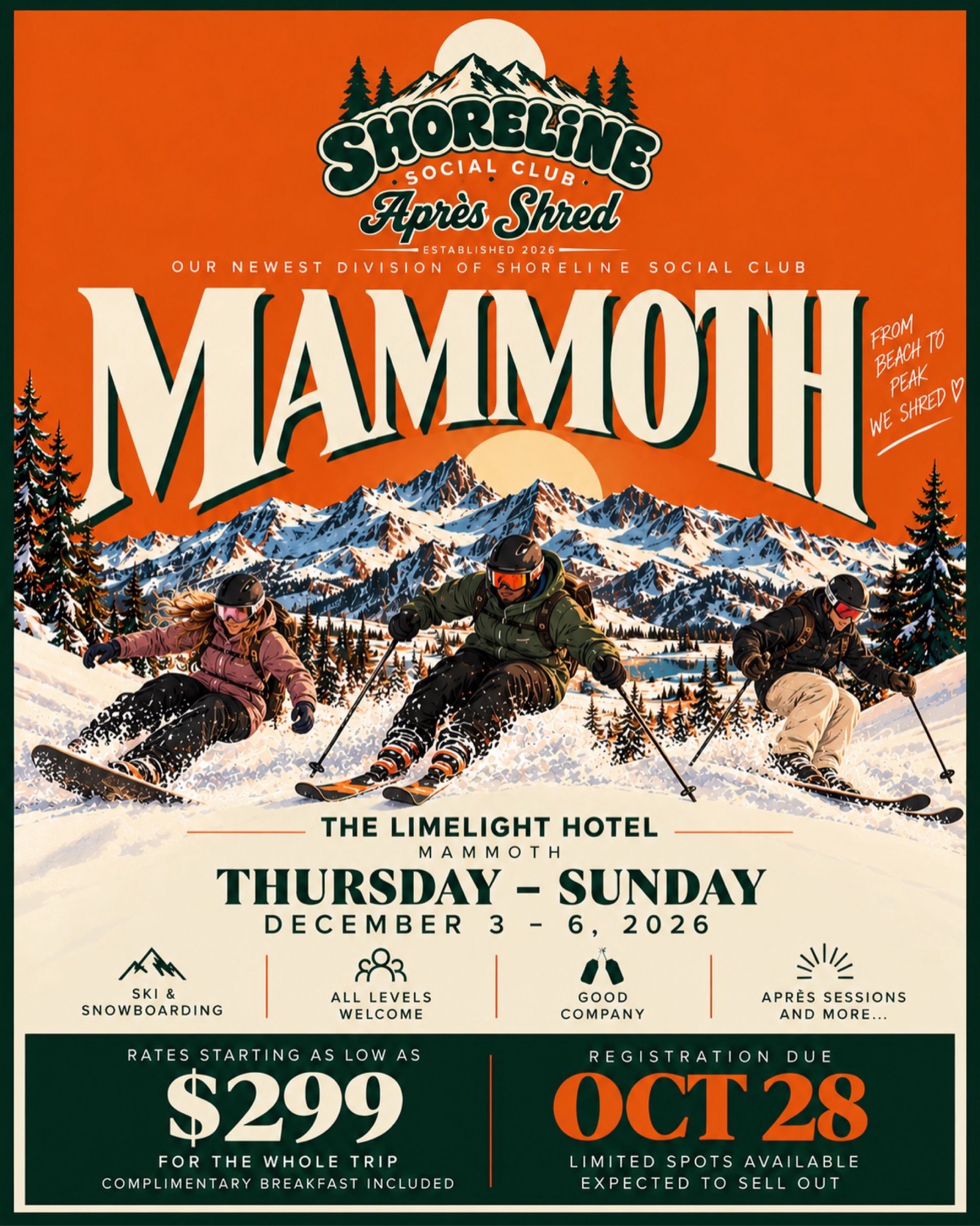 SHORELINE Après Shred: Mammoth Trip DEC 3-6