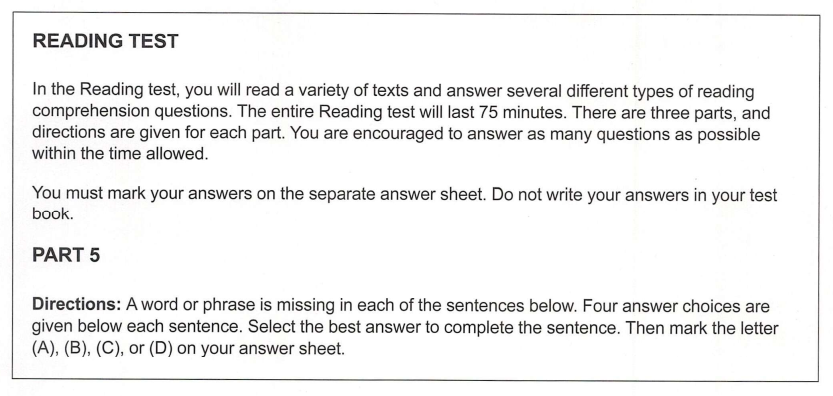 Part 5 Directions