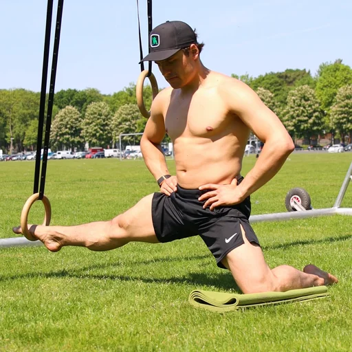 Spagat Slides an den Turnringen