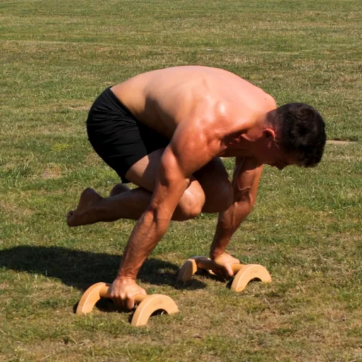 Tuck Planche an den Paralletes