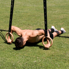 Kneeling Bulgarian Push Ups with gym rings