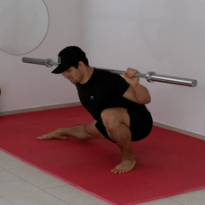 Weighted Cossack Squats with a barbell