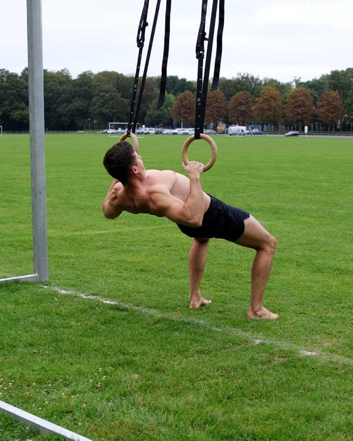 Bulgarian Row Bent Legs with gym rings