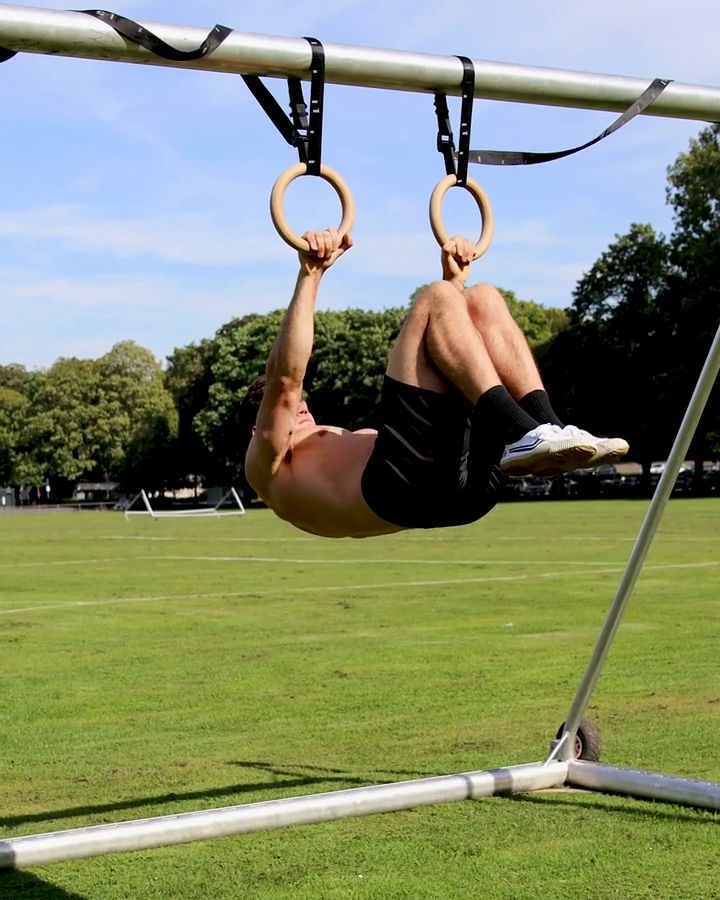 Negative Tuck Front Lever with gym rings