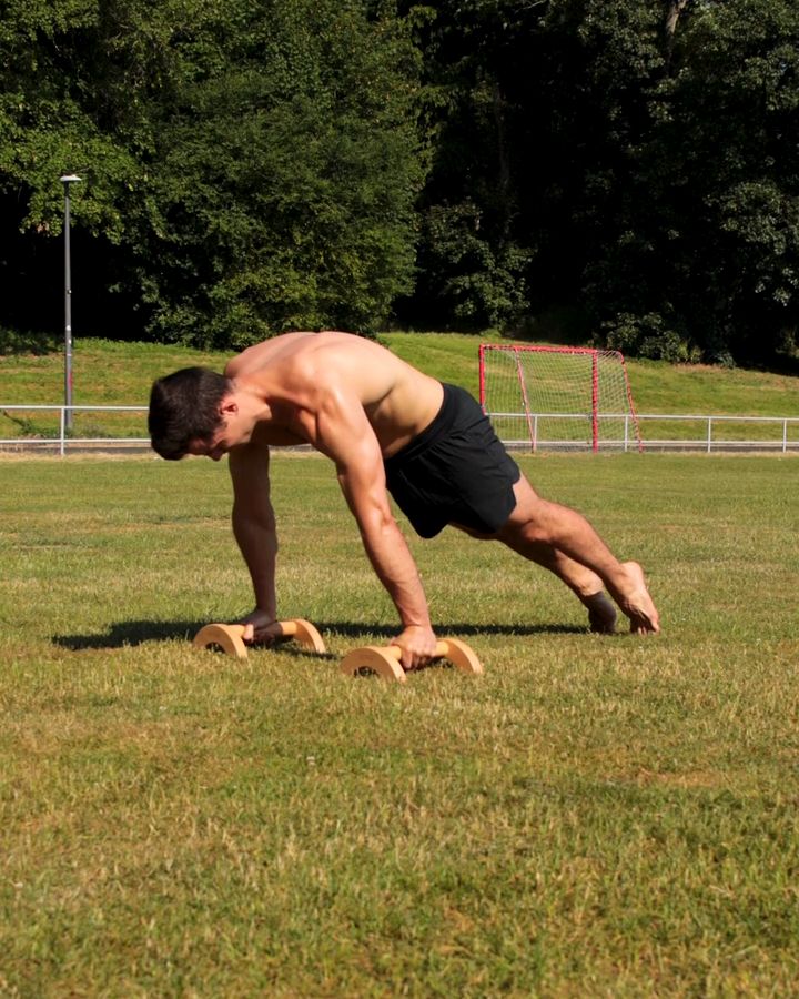 Planche Lean with parallettes