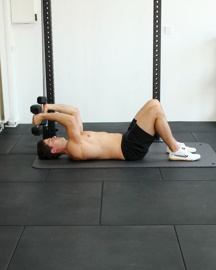 Lying Triceps Extensions with dumbbells