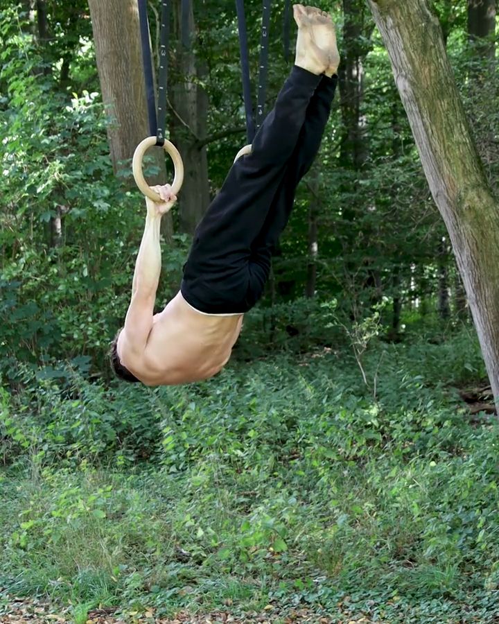 Negative Front Lever with gym rings