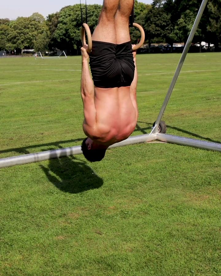 Upside Down Pull Ups with gym rings