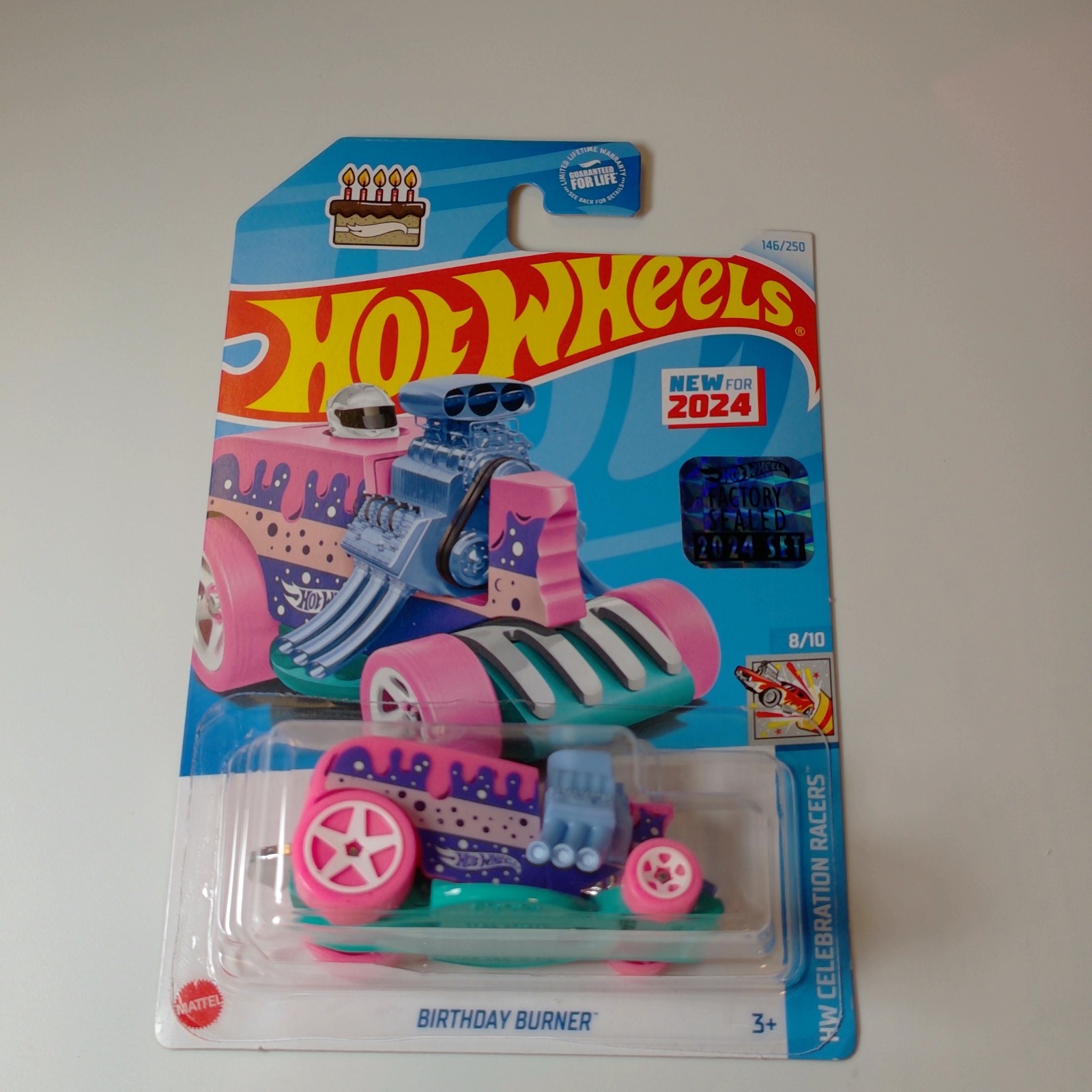 Hot Wheels Factory Sealed BIRTHDAY BURNER Pink HW CELEBRATION RACERS 8/10 (#146/