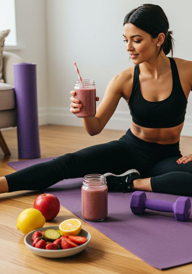 Pre-workout meal with carbohydrates, protein, and healthy foods like oats, chicken, rice, banana, and protein shake