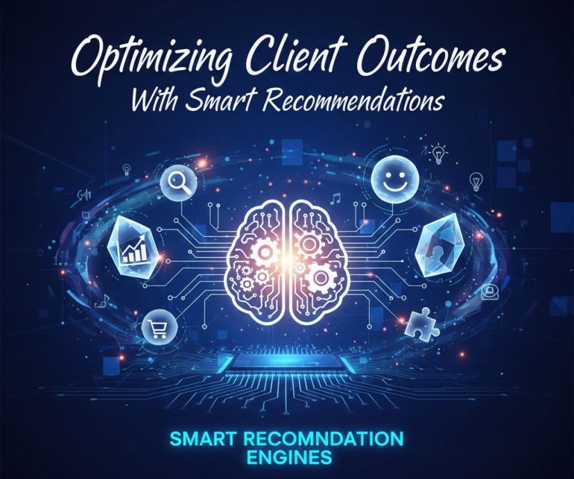 Smart recommendation engine dashboard showing personalized nutrition strategies based on medical history, lab reports, and dietary patterns