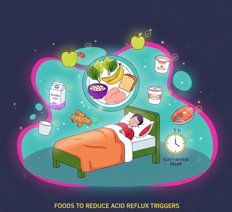 Sleep-supporting nutrients including tryptophan-rich milk and bananas, magnesium-rich nuts and spinach, and calcium-rich dairy
