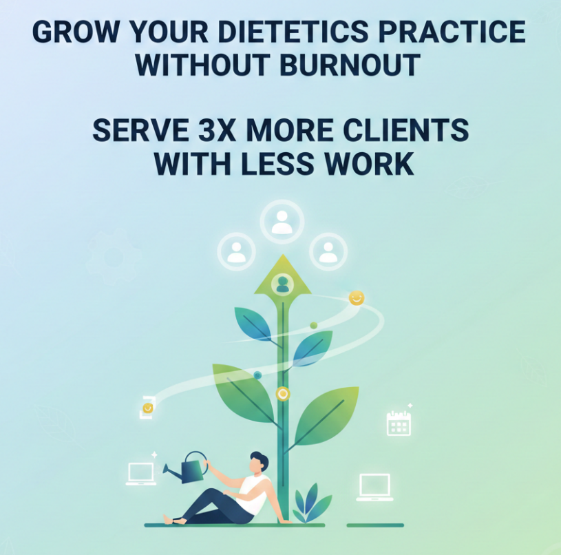 Dietitian using smart systems and automation tools to manage multiple clients efficiently without burnout