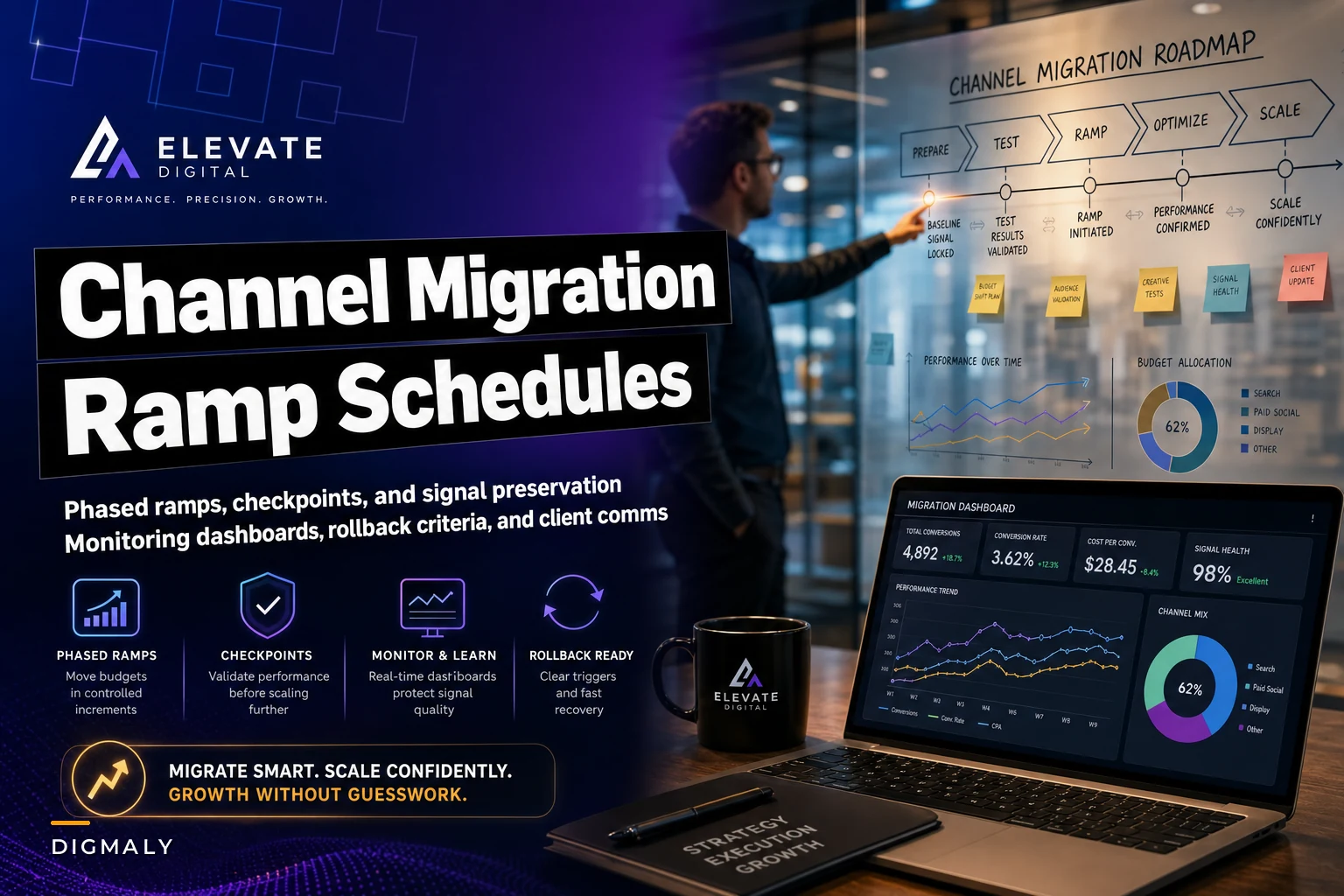 Channel migration playbook: staged ramp schedules and monitoring to move budgets without losing signal