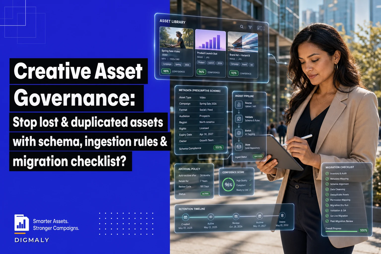 Creative asset library governance: metadata schema, ingestion rules and migration checklist for agencies