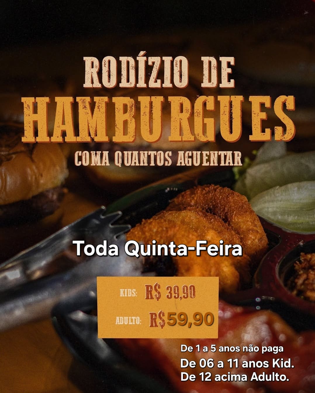 RODÍZIO DE MINI HAMBURGUERS(QUINTA-FEIRA)
