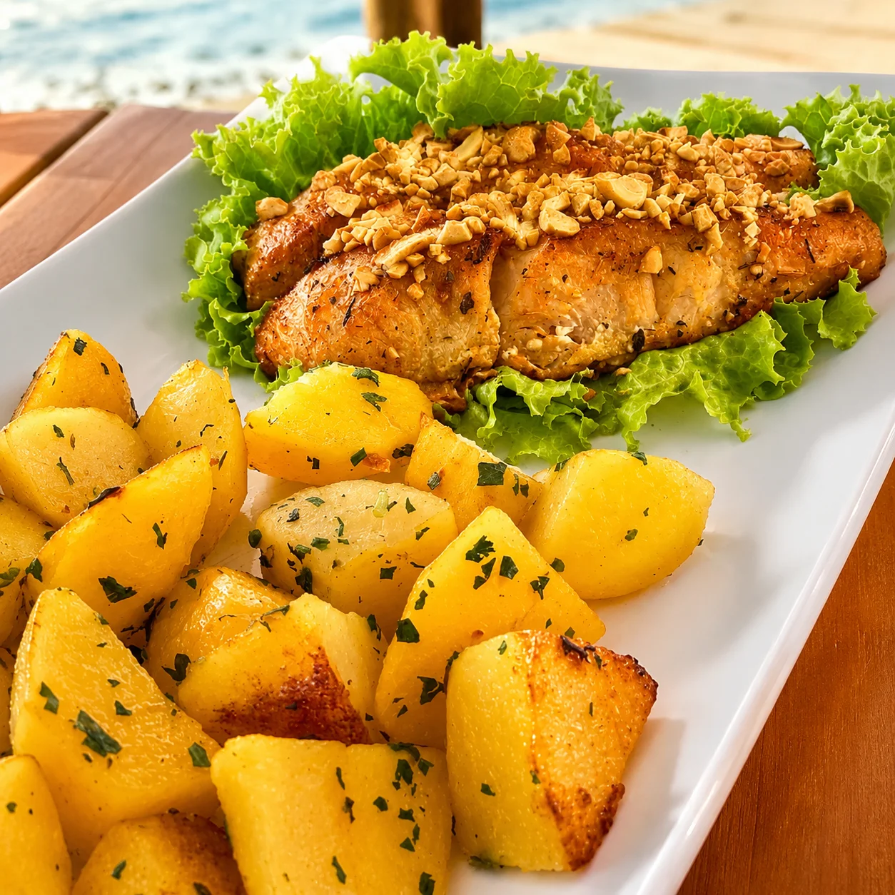 Filé de Pescada Amarela com Castanhas