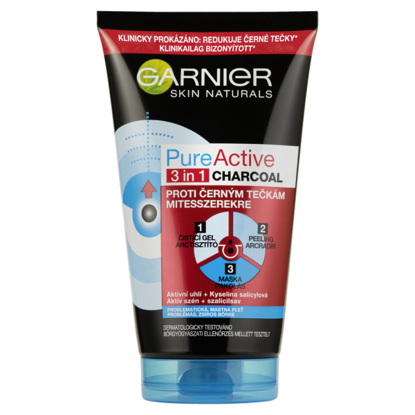 Garnier SN PureActive 3in1 (fekete) tisztító maszk 150ml problémás,zsíros bőrre