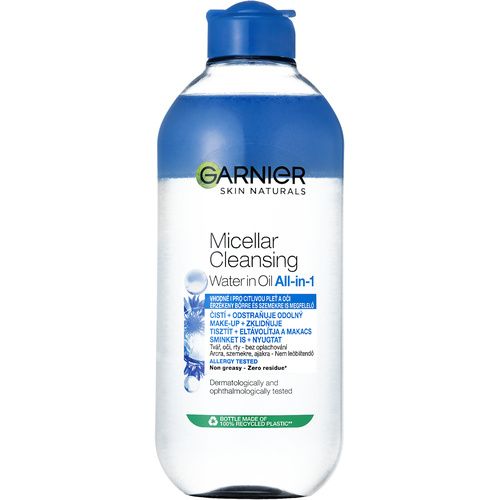 Garnier SN Micellás víz 400ml érzékeny és kontaktlencsét viselőknek kétfázisú (kék)