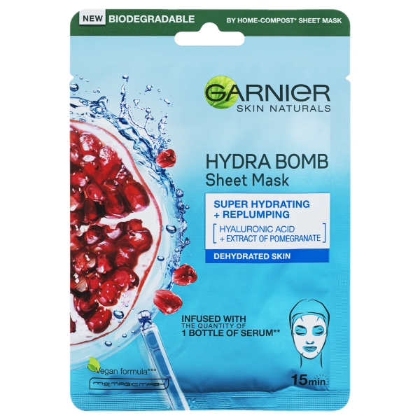Garnier arcmaszk Aqua Bomb - gránátalma (kék) 32g