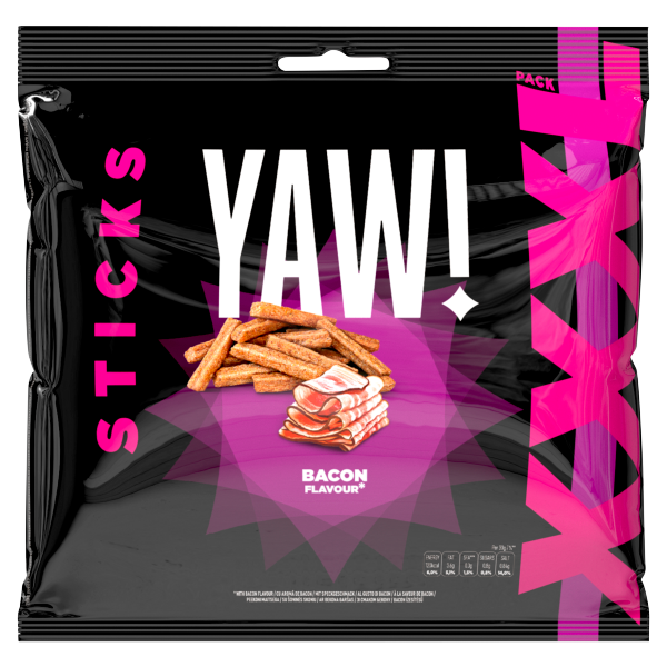 YAW! Extrudált snack sticks baconos 120g