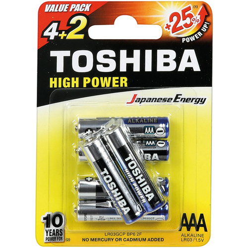 Toshiba alkáli elem LR3 BP6 AAA/4+2db