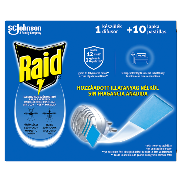 Raid elektromos lapkás szúnyogirtó k.1+10 utt.