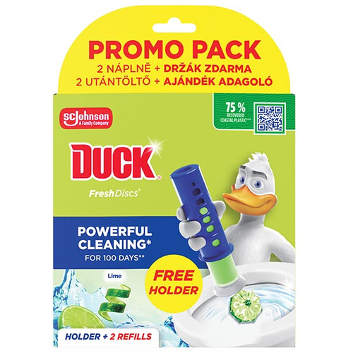 Duck Fr.Wc-öblítő K.utt 2db+adagoló Lime