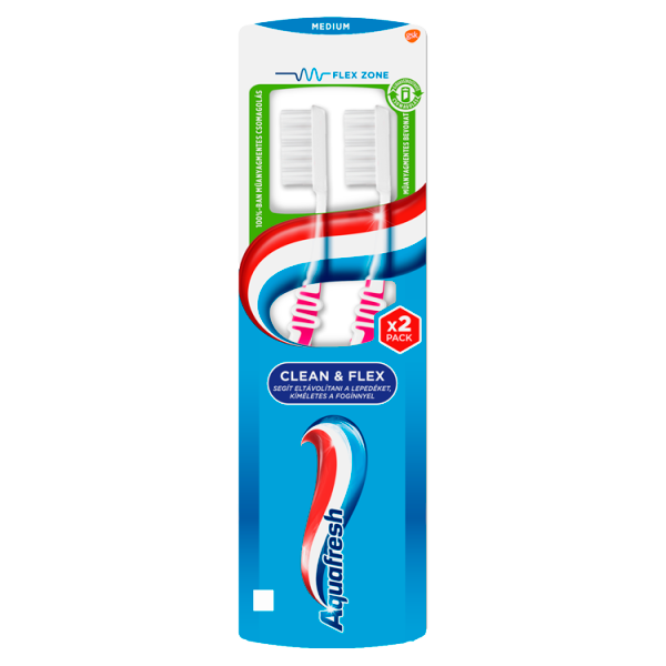 Aquafresh Clean&Flex fogkefe duopack közepesen erős sörtékkel