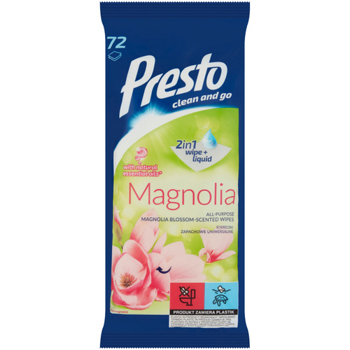 Presto Törlőkendő magnólia illattal 72 db