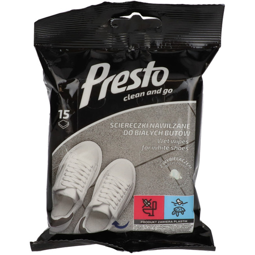 Presto Nedves törlők. fehér cipőhöz 15db