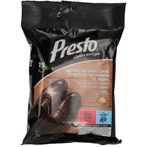 Presto Nedves törlők.cipőhöz&bőr 15db