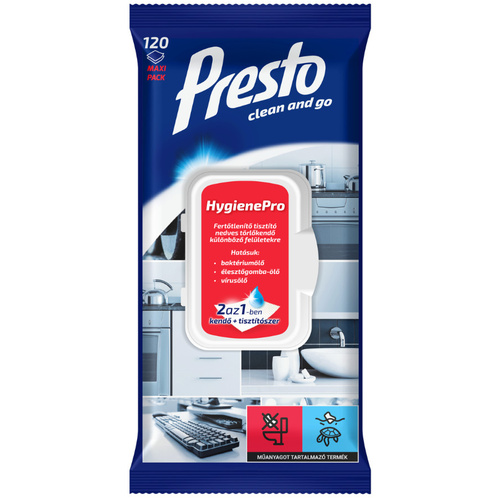 Presto HygienePro Anti.T.nedv. törlő120db