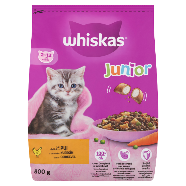 WHISKAS száraz csirke JUNIOR 800g