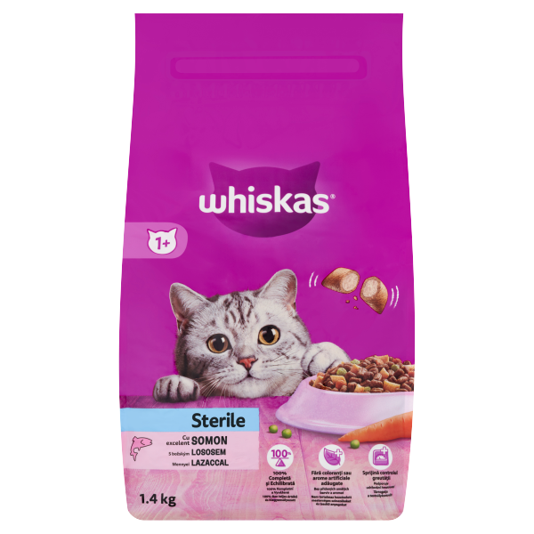 WHISKAS száraz Sterile Lazac 1,4kg