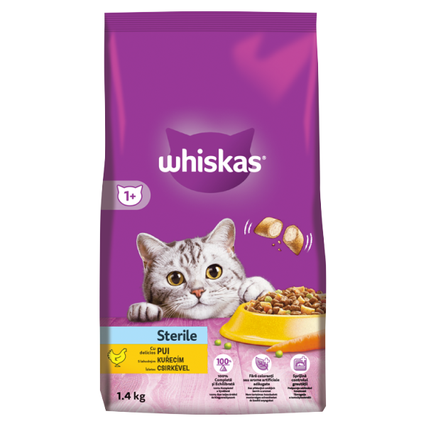 WHISKAS száraz Sterile Csirke 1,4kg