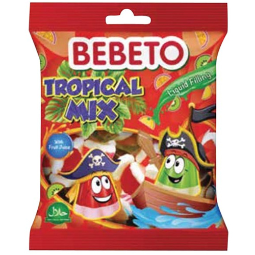 Bebeto Tropical Mix töltött gumicukor 80g