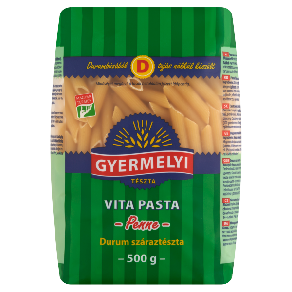 GYERMELYI VITA PASTA DURUM TÉSZTA PENNE 500G