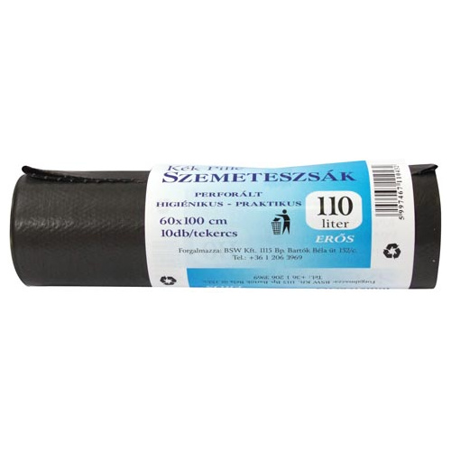 KÉK PILLE SZEMETESZSÁK 110L FEKETE 10DB/TEK 60*100*22my