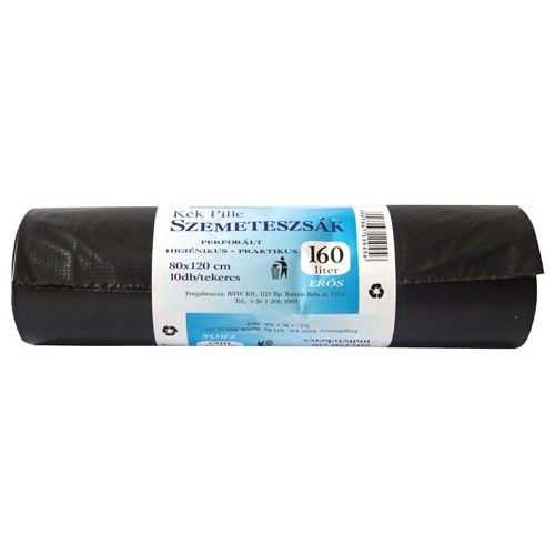 KÉK PILLE SZEMETESZSÁK 160L FEKETE 10DB 80*120.30my