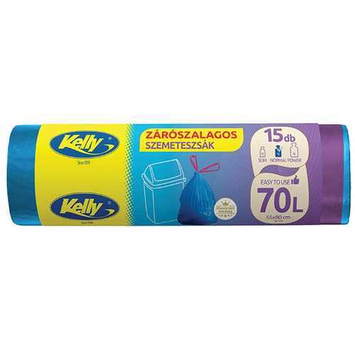 Kelly Zárószalagos szemeteszsák 70L 15db