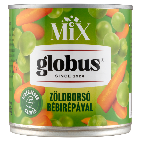 GLOBUS KONZERV zöldborsó bébirépával 400g/265g