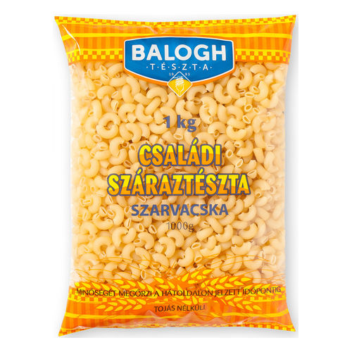 BALOGH Családi száraztészta 1kg Szarvacska toj.nél.